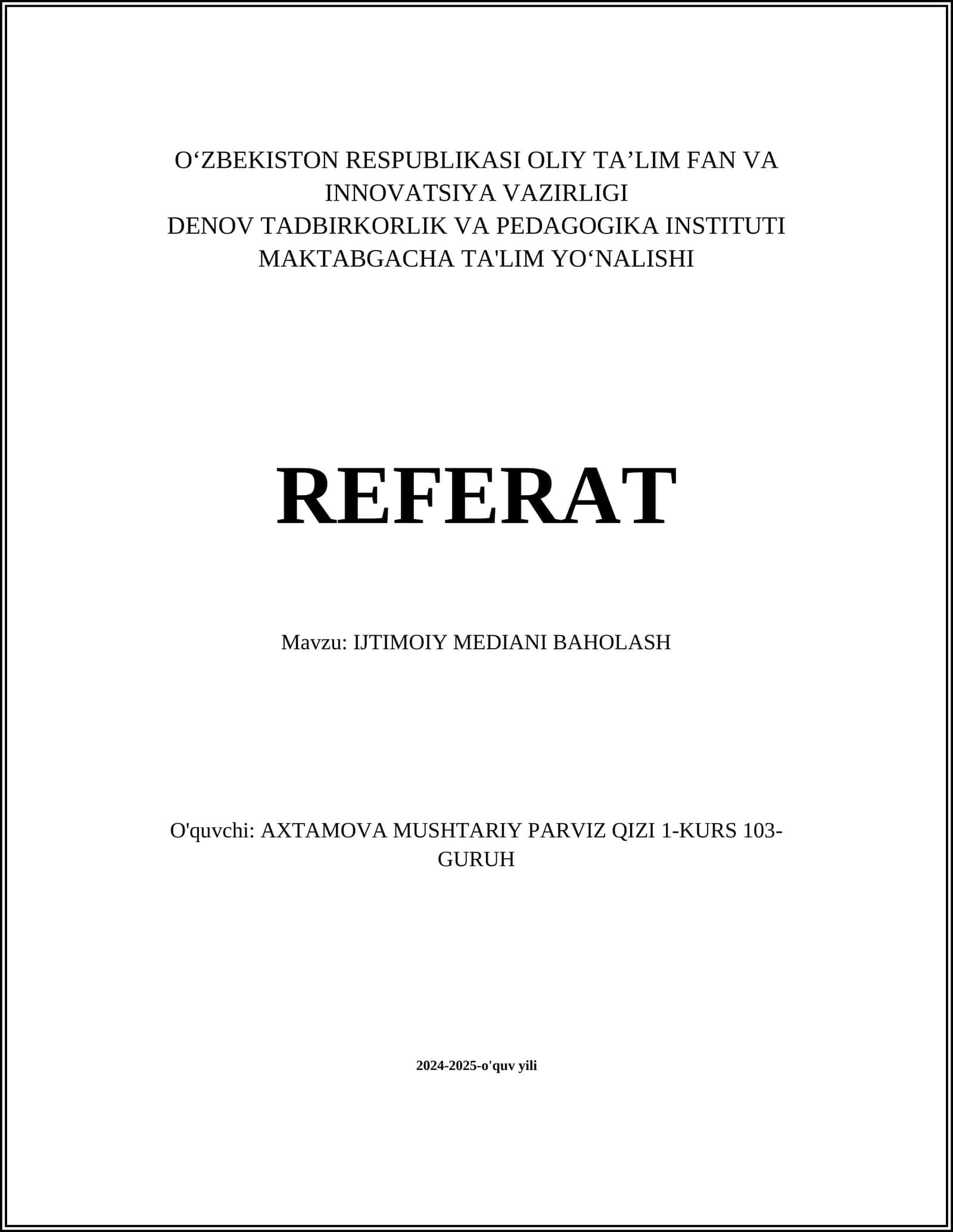 IJTIMOIY MEDIANI BAHOLASH