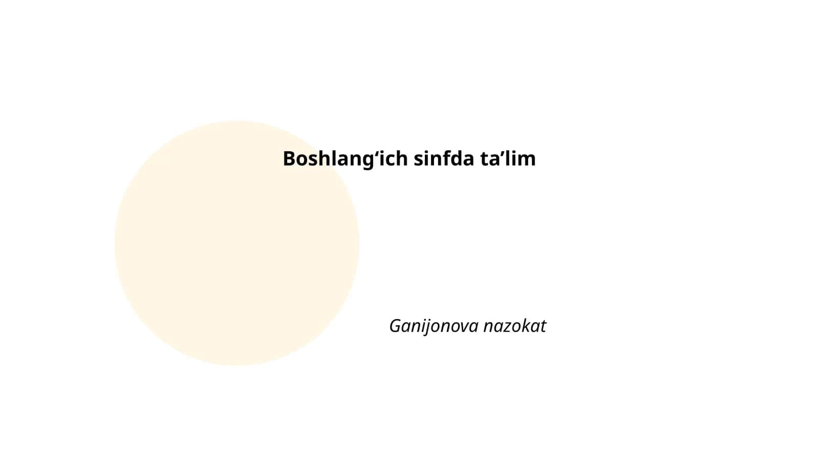 Boshlangʻich sinfda ta’lim