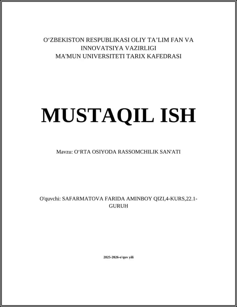 Oʻrta Osiyoda Rassomchilik San'ati