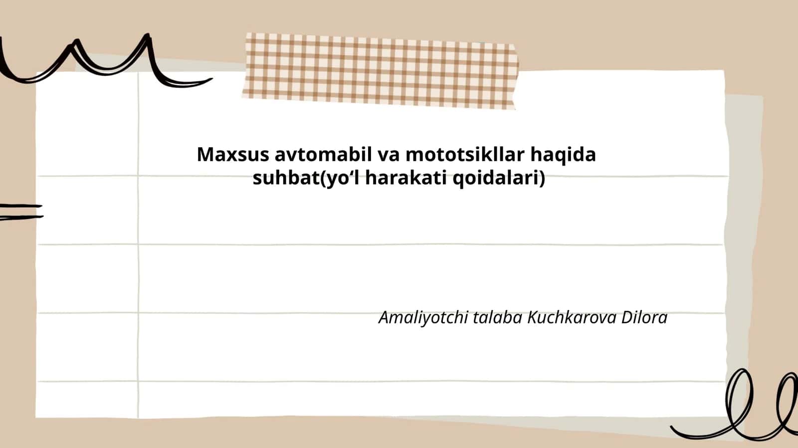 Maxsus avtomobil va mototsikllar haqida suhbat(yo‘l harakati qoidalari)
