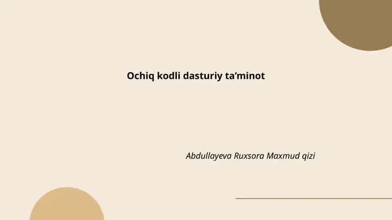Ochiq kodli dasturiy ta’minot