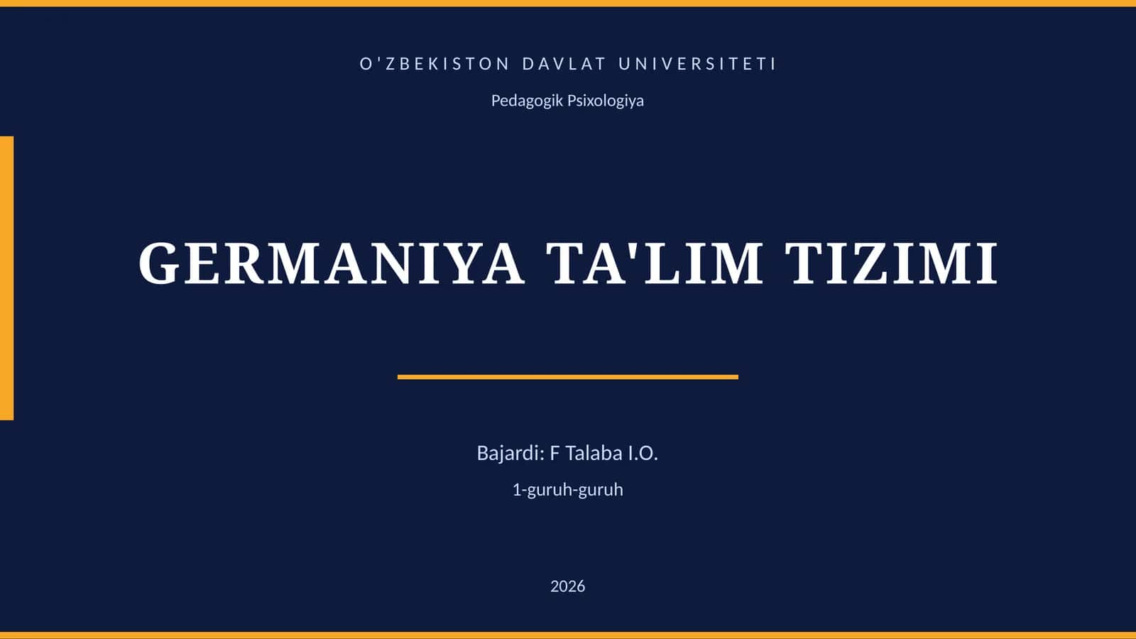 GERMANIYA TA'LIM TIZIMI