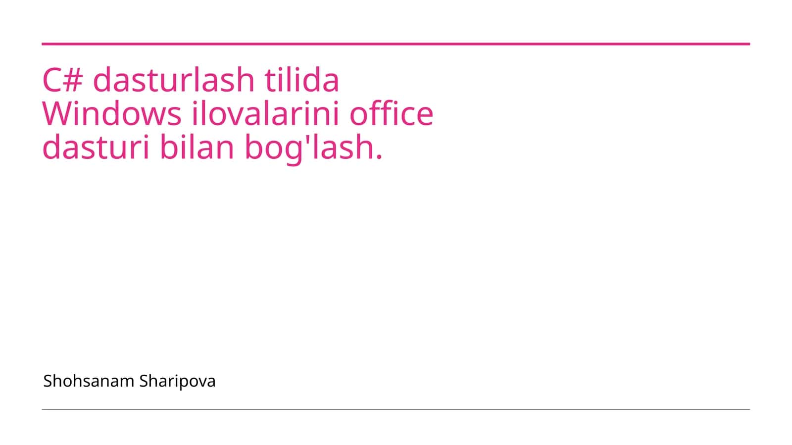 C# dasturlash tilida Windows ilovalarini office dasturi bilan bog'lash