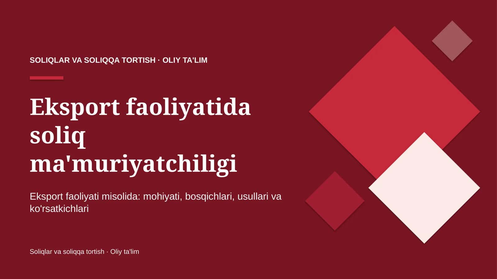eksport faoliyatida soliq ma'muriyatchiligi 8587