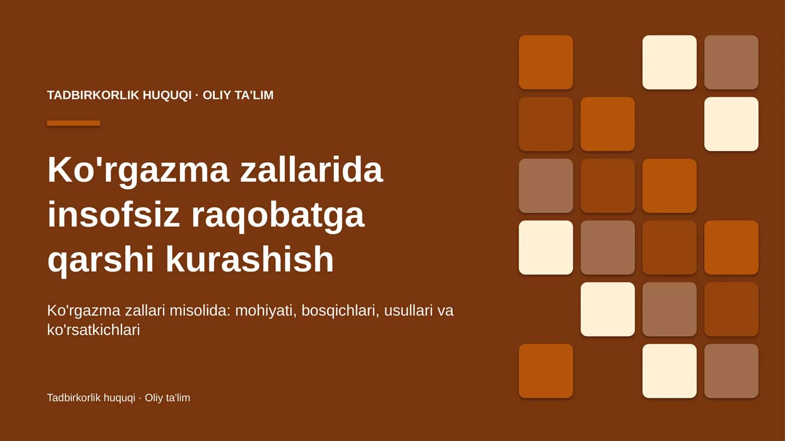 Ko'rgazma zallarida insofsiz raqobatga qarshi kurashish