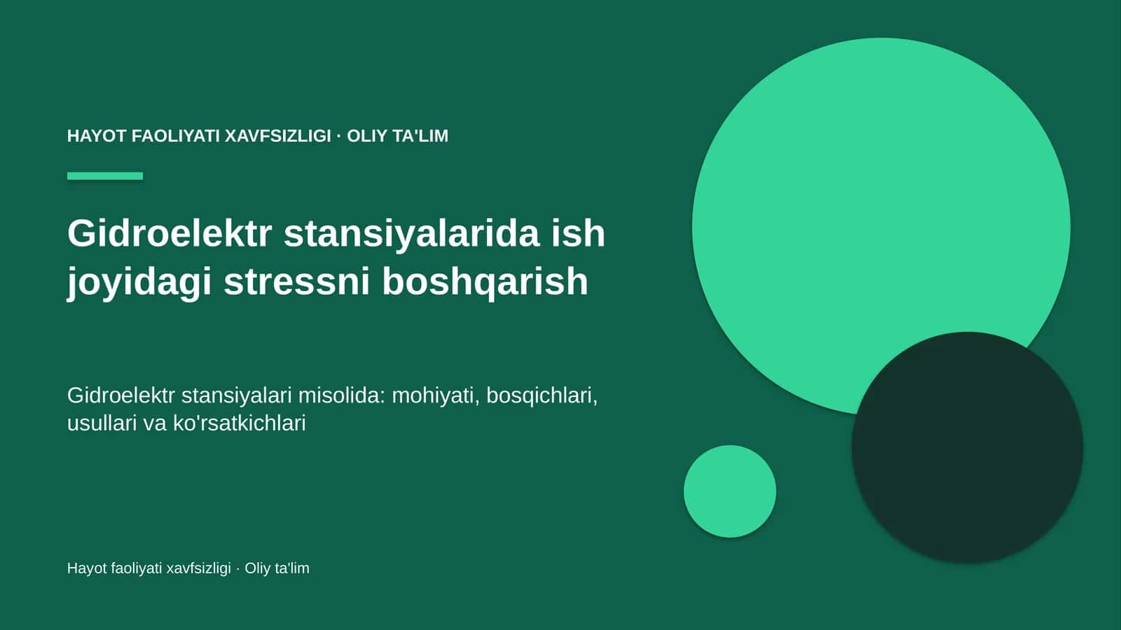Gidroelektr stansiyalarida ish joyidagi stressni boshqarish