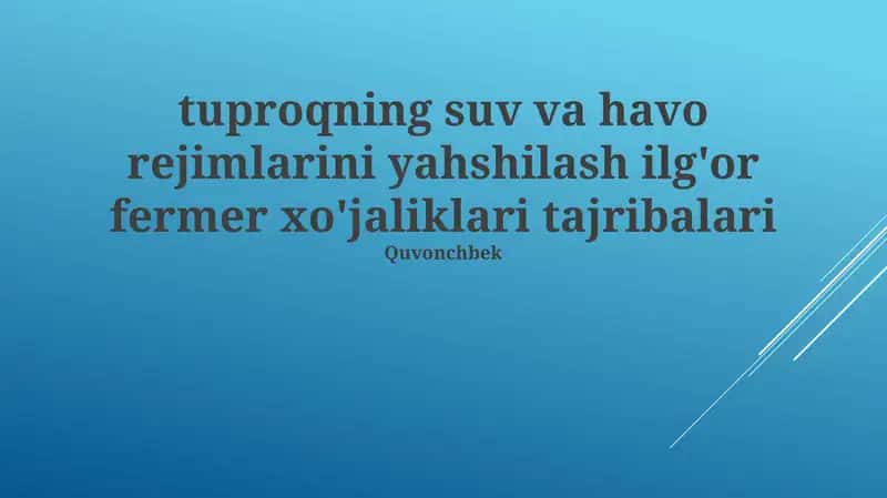 Suv tejovchi sug'orish texnologiyalari