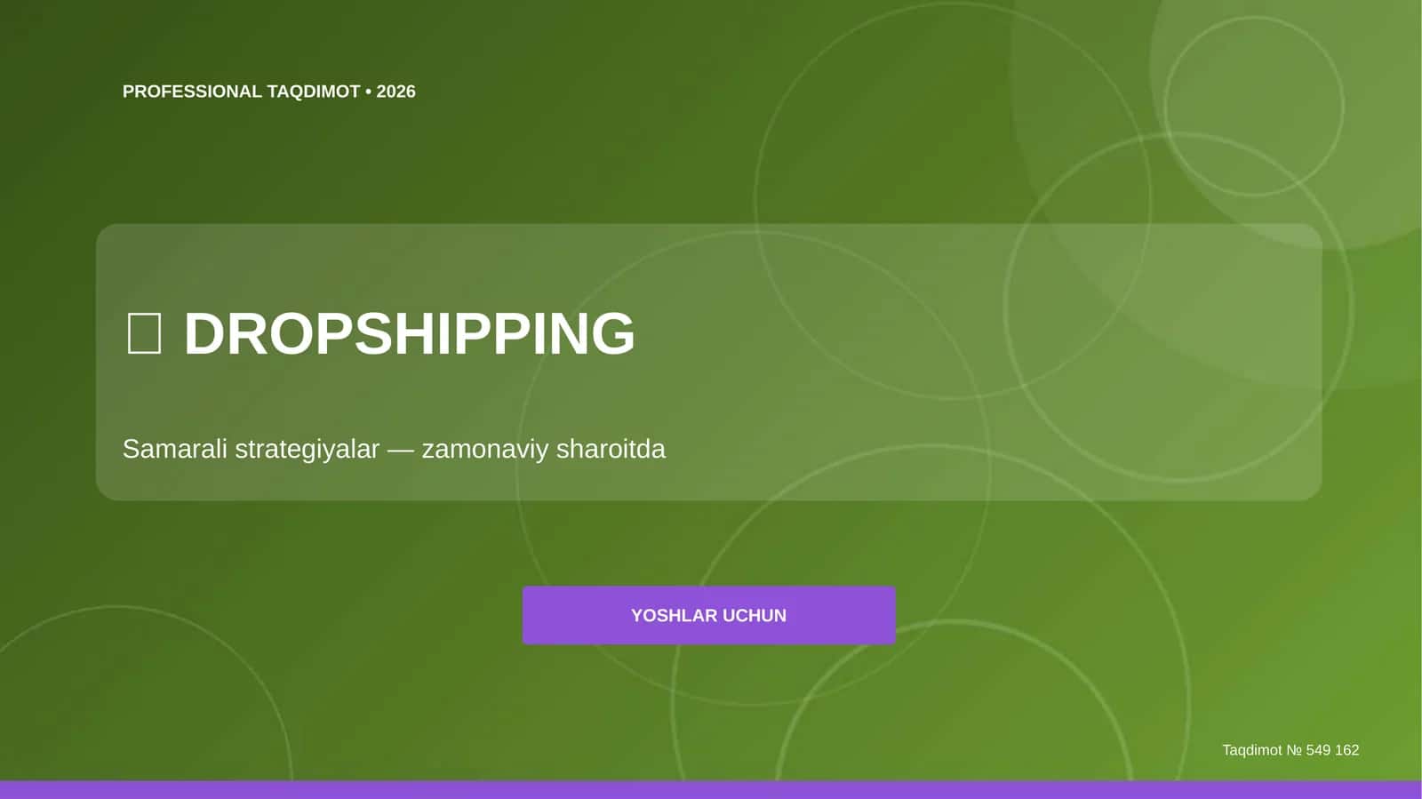 Dropshipping: samarali strategiyalar (zamonaviy sharoitda) [yoshlar uchun]
