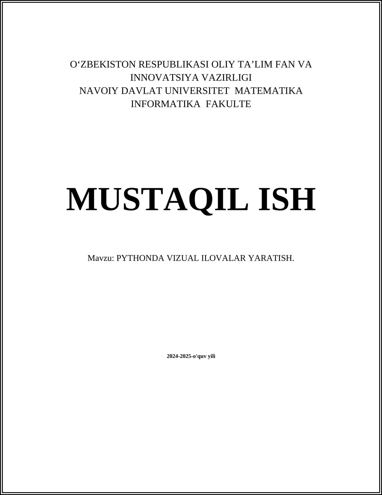 PYTHONDA VIZUAL ILOVALAR YARATISH