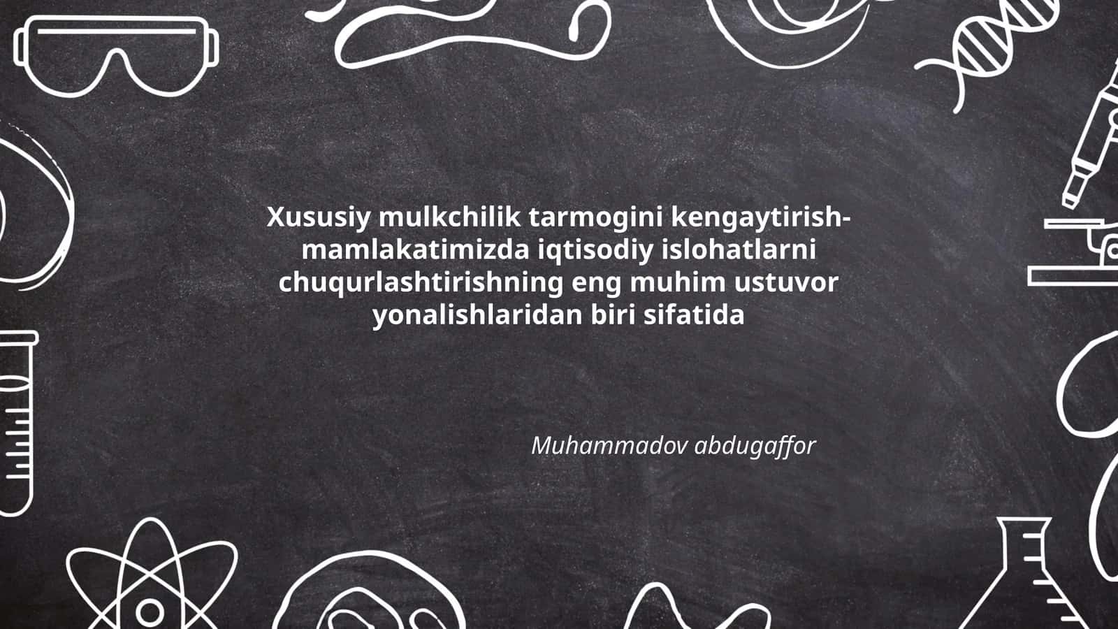 Xususiy mulkchilik tarmogini kengaytirish- mamlakatimizda iqtisodiy islohatlarni chuqurlashtirishning eng muhim ustuvor yonalishlaridan biri sifatida