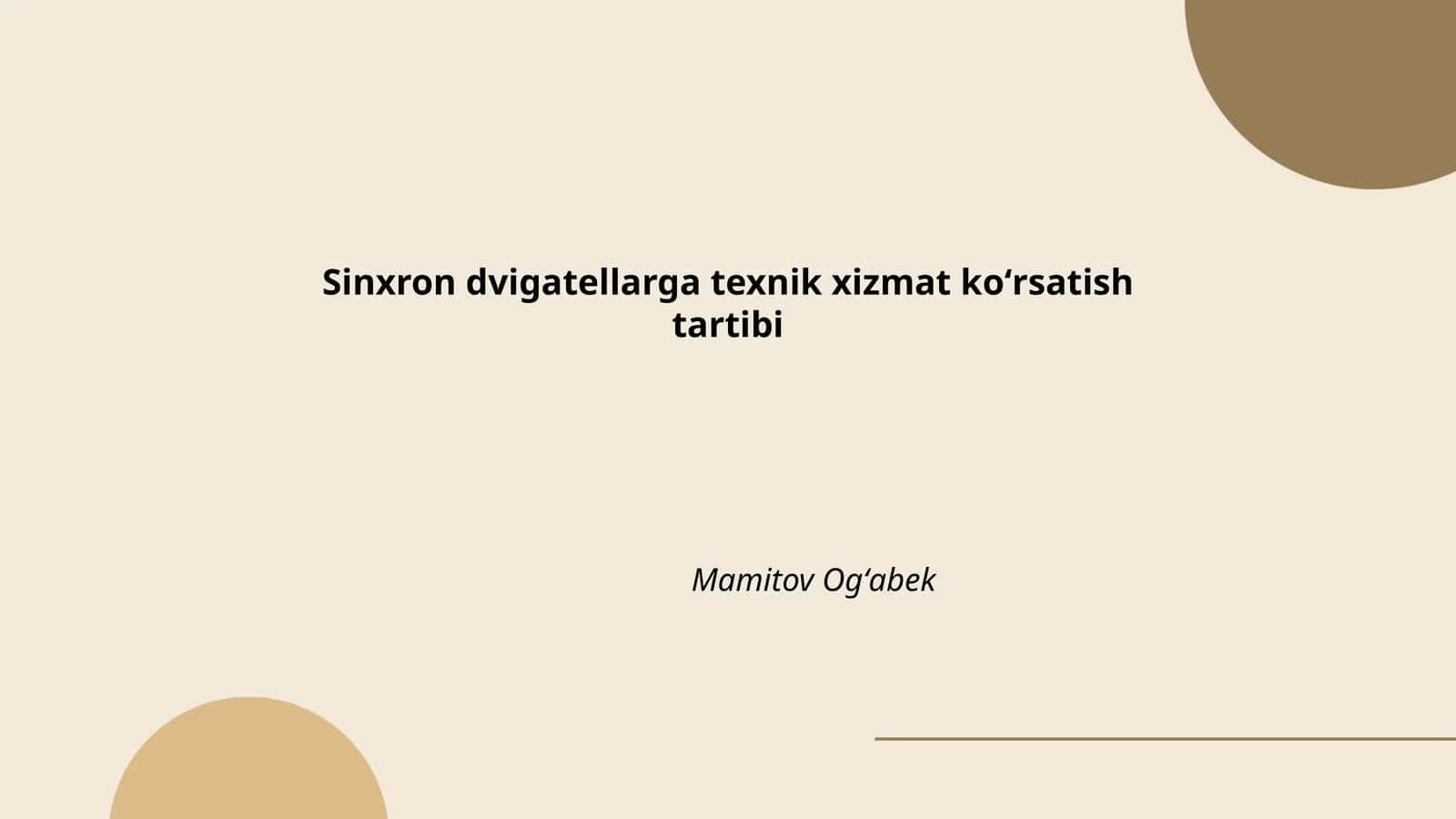 Sinxron dvigatellarga texnik xizmat koʻrsatish tartibi