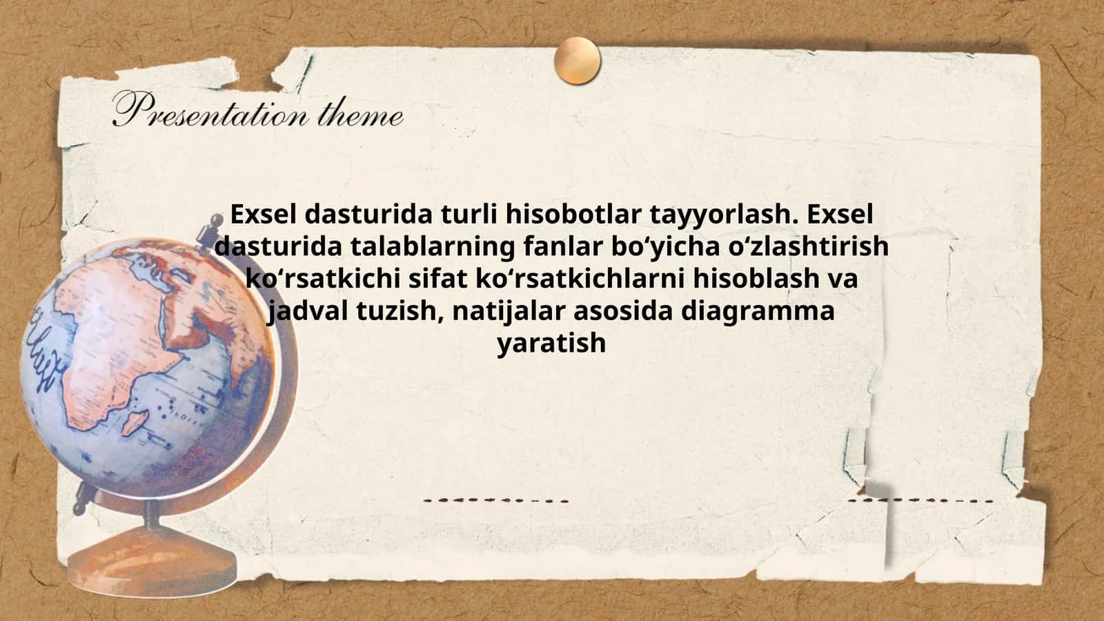 Exsel dasturida turli hisobotlar tayyorlash