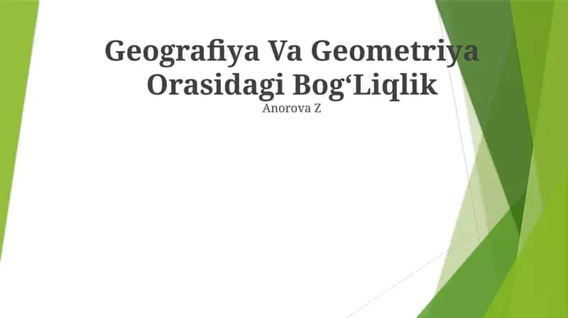 Geografiya Va Geometriya Orasidagi BogʻLiqlik
