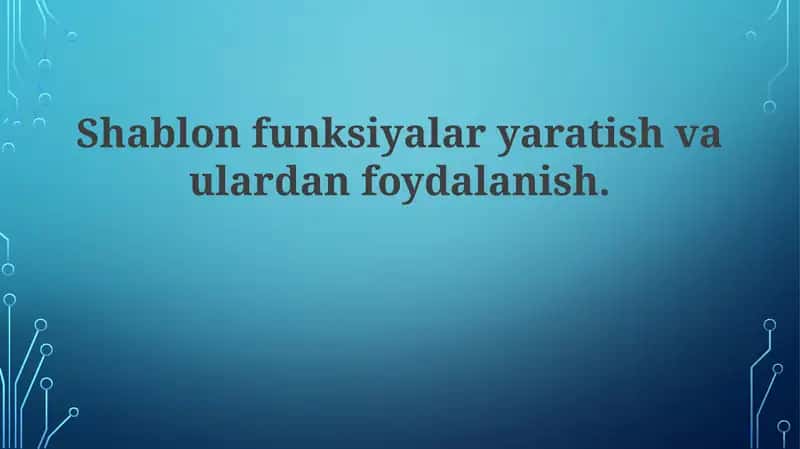 Shablon funksiyalari
