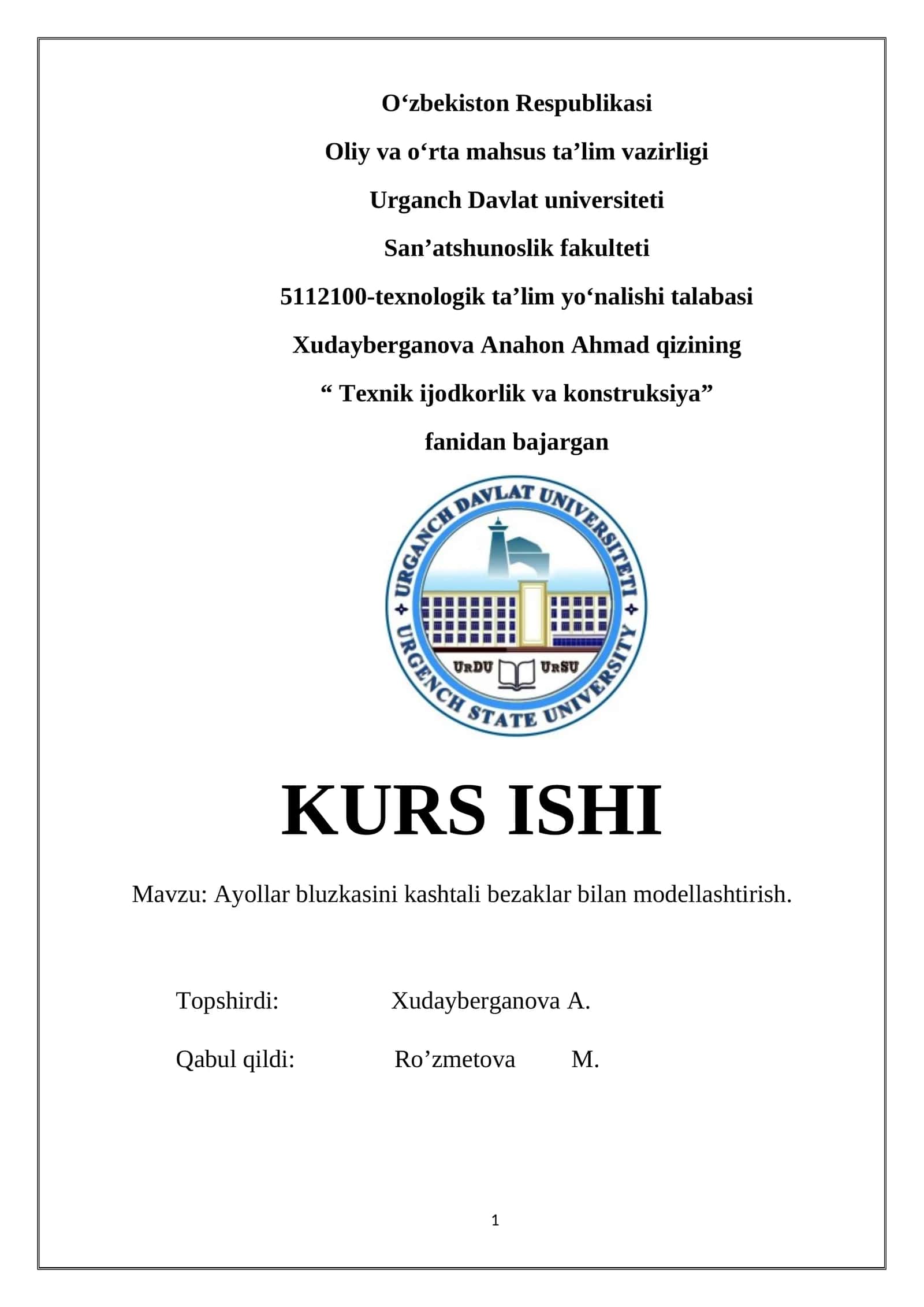 Ayollar bluzkasini kashtali bezaklar bilan modellashtirish