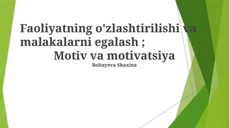 Motiv va motivatsiya