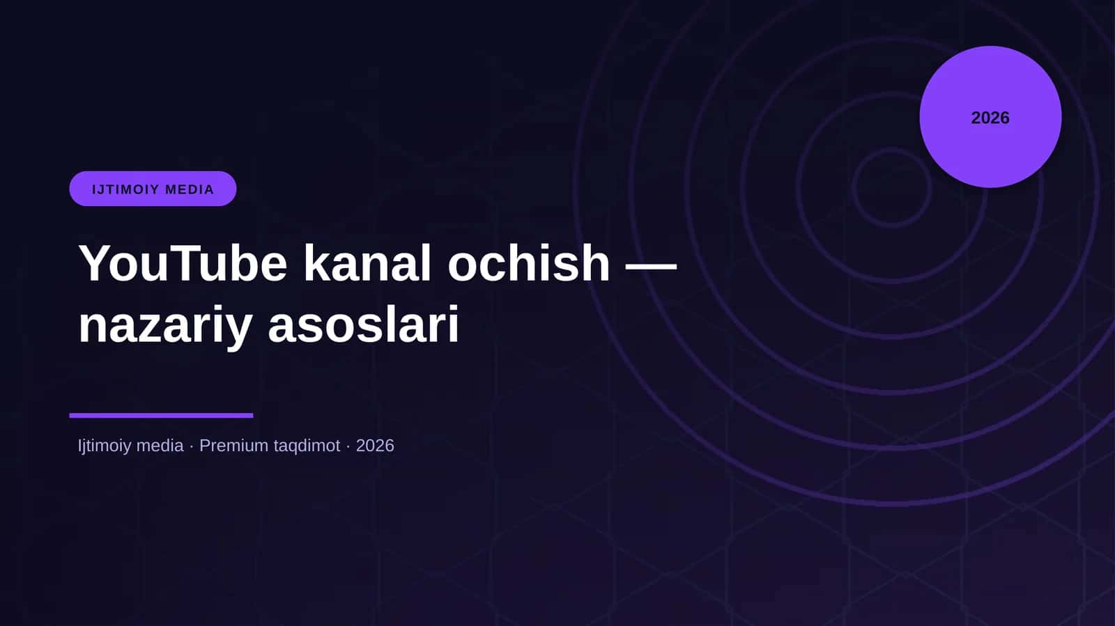 YouTube kanal ochish — nazariy asoslari