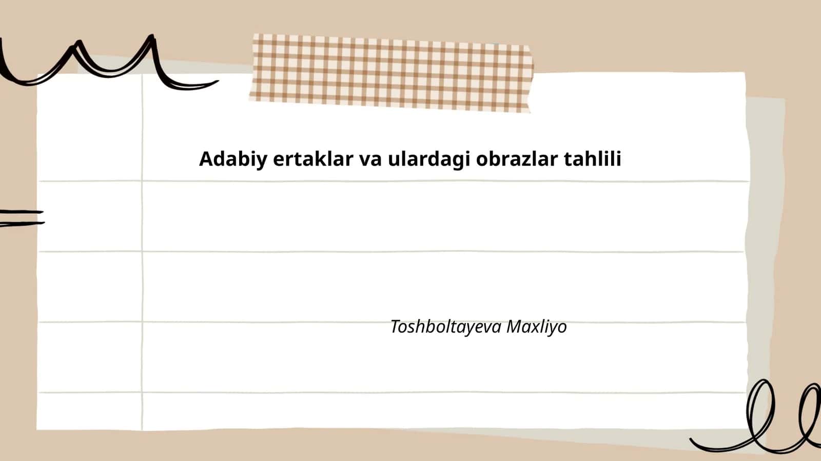 Adabiy ertaklar va ulardagi obrazlar tahlili