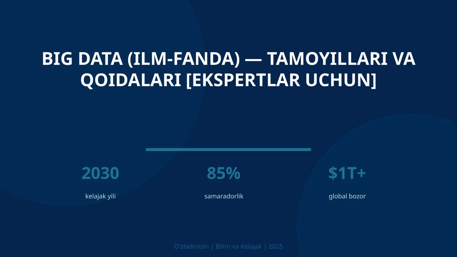 BIG DATA (ILM-FANDA) — TAMOYILLARI VA QOIDALARI [EKSPERTLAR UCHUN]
