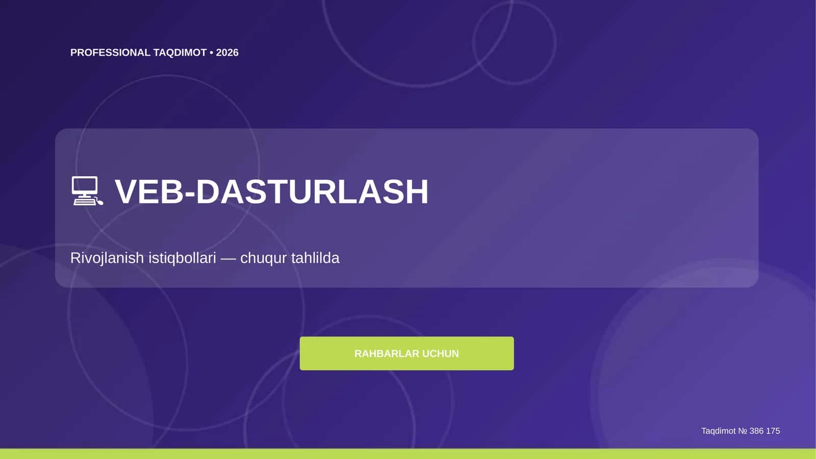 Veb-dasturlash: rivojlanish istiqbollari (chuqur tahlilda) [rahbarlar uchun]