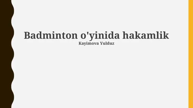 Badminton Hakamligi Asoslari