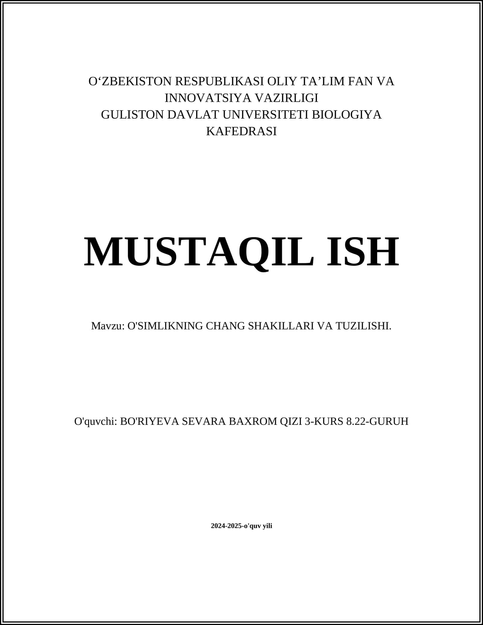 O‘SIMLIKNING CHANG SHAKILLARI VA TUZILISHI