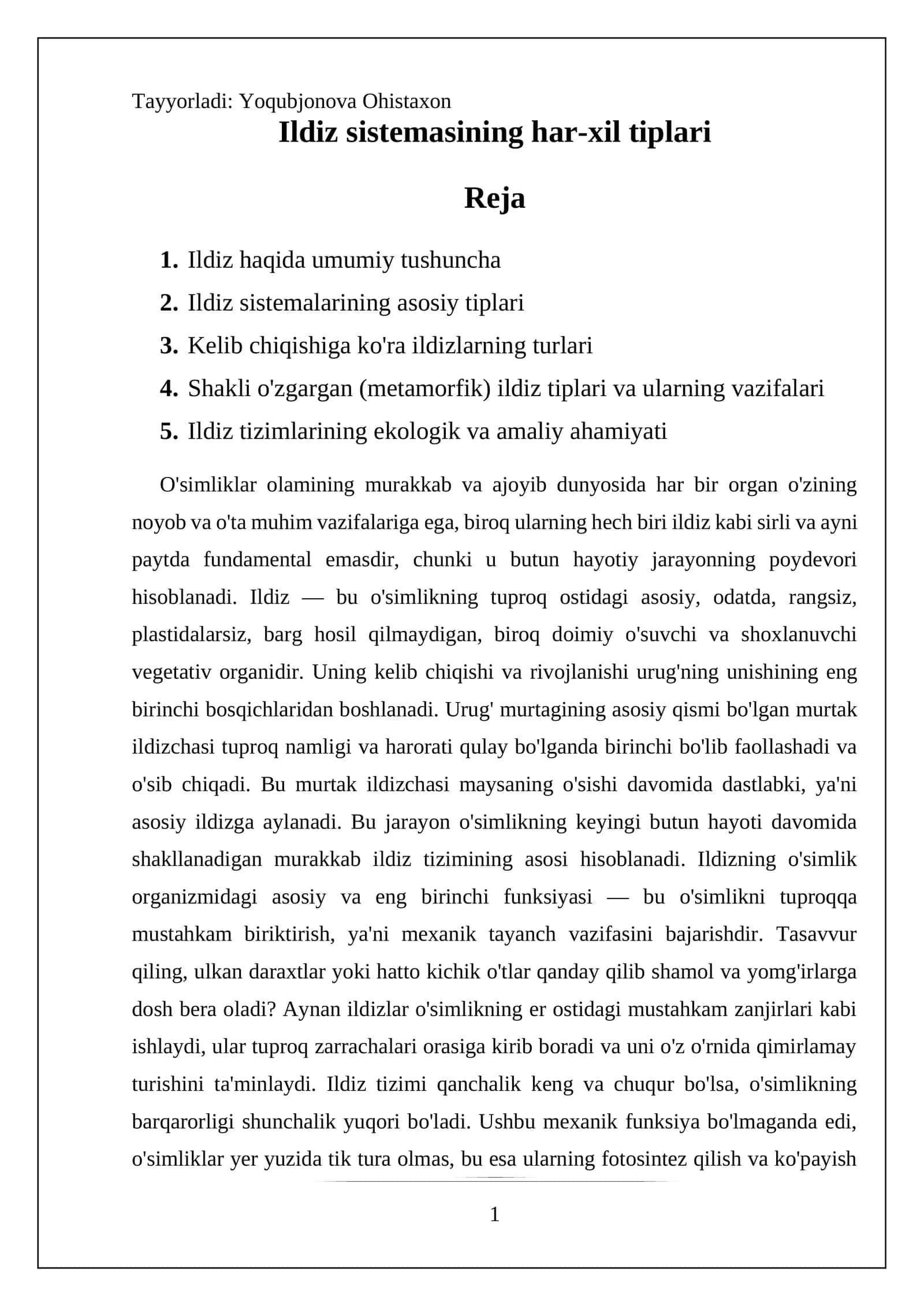 Ildiz sistemasining har-xil tiplari