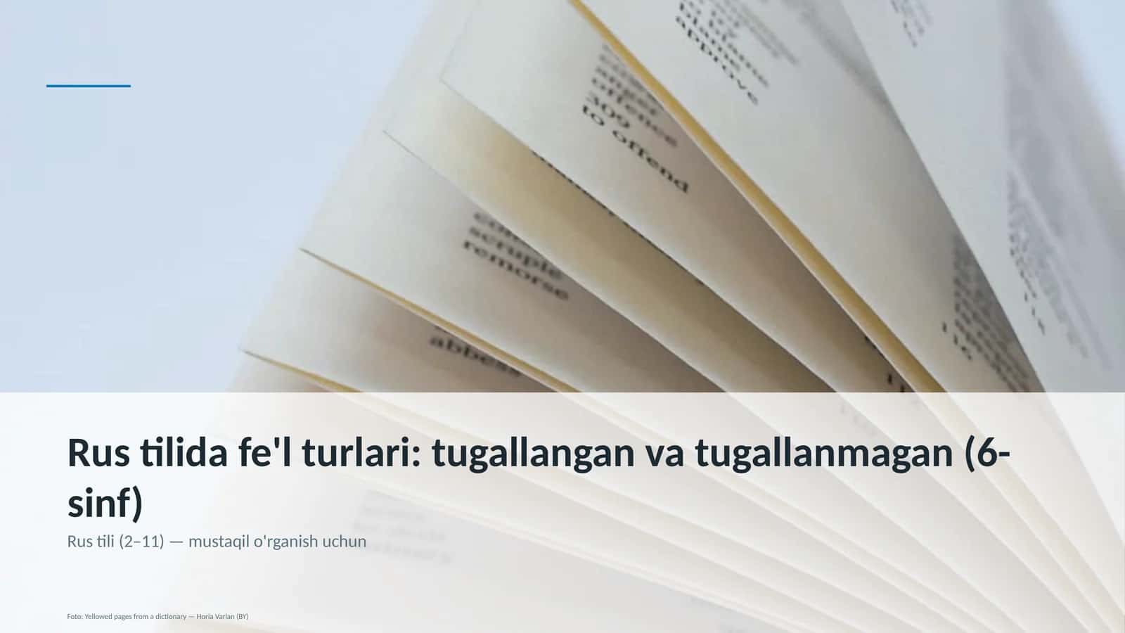 Rus tilida fe'l turlari: tugallangan va tugallanmagan (6-sinf)