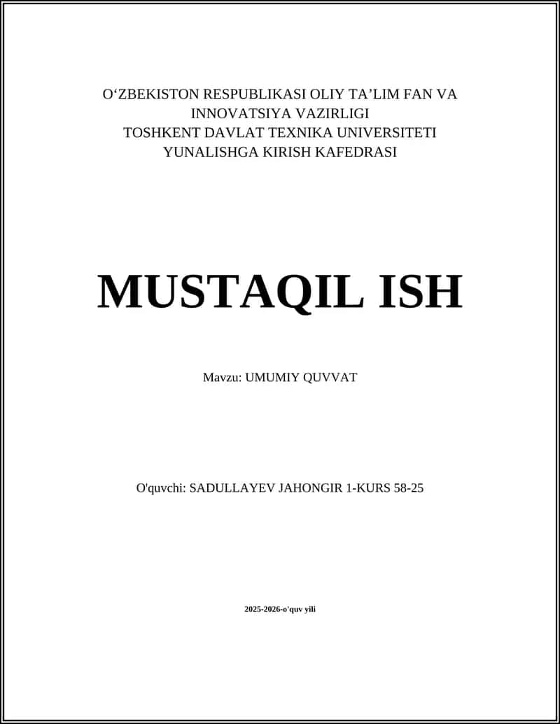UMUMIY QUVVAT
