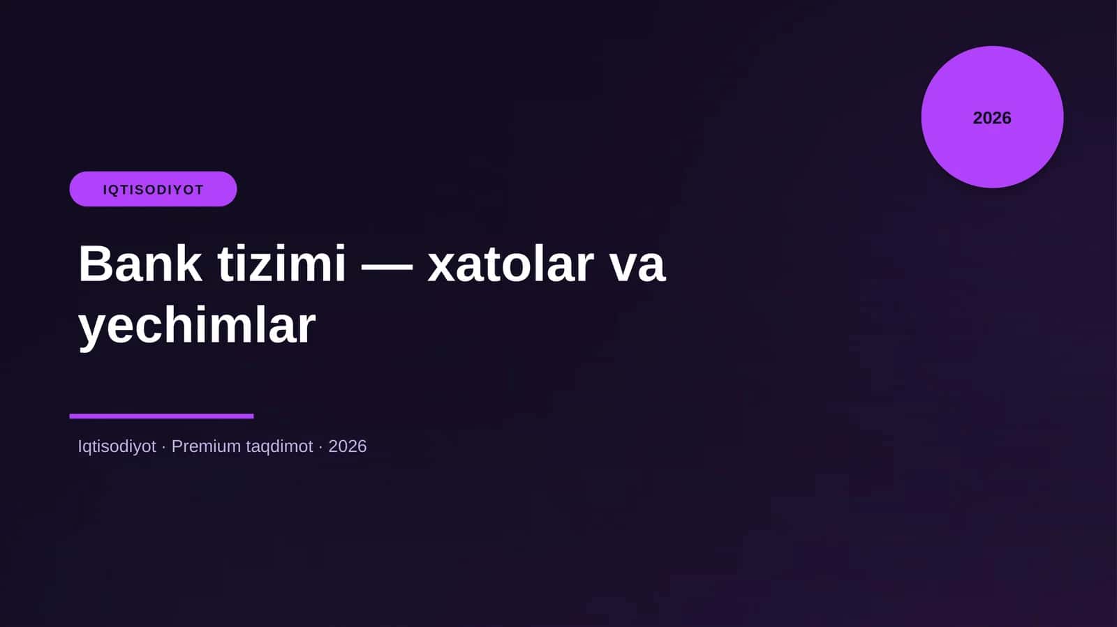 Bank tizimi — xatolar va yechimlar