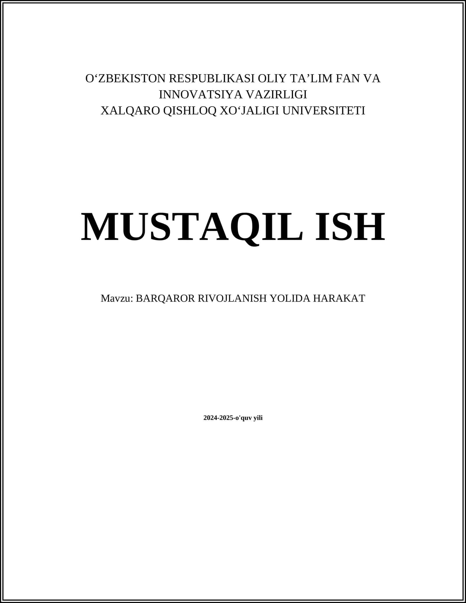 BARQAROR RIVOJLANISH YOLIDA HARAKAT