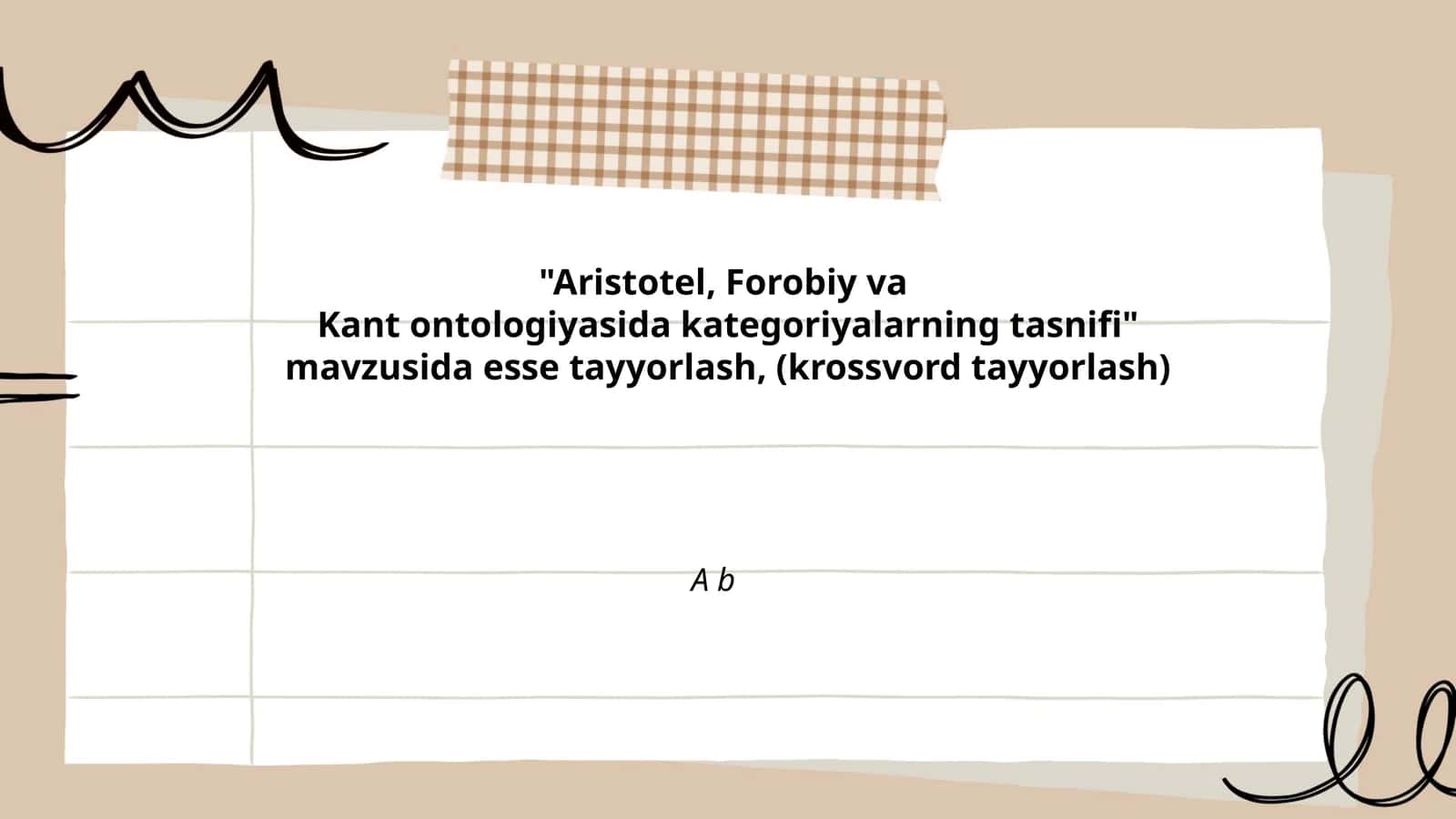 Aristotel, Forobiy va Kant ontologiyasida kategoriyalarning tasnifi
