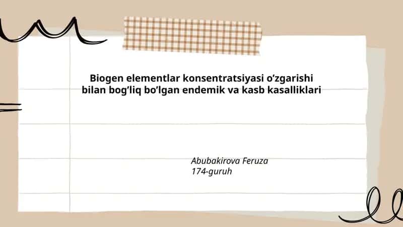 Biogen elementlar konsentratsiyasi o’zgarishi bilan bog’liq bo’lgan endemik va kasb kasalliklari