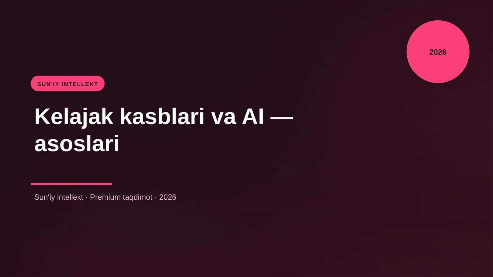 Kelajak kasblari va AI — asoslari