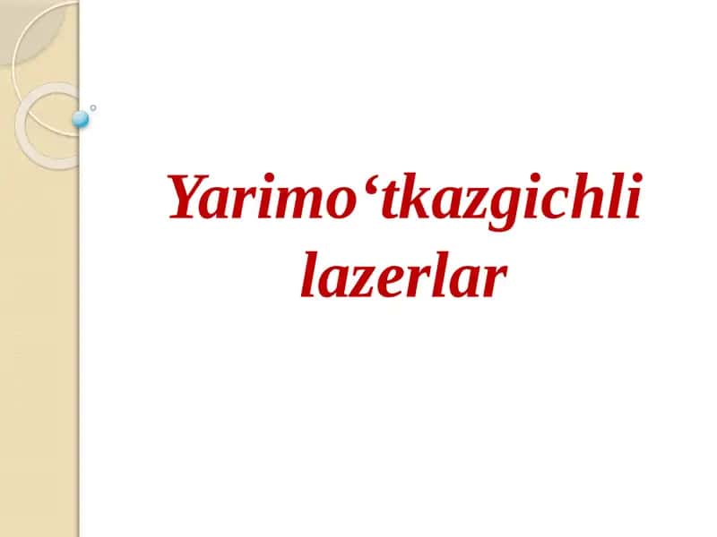 Yarimo‘tkazgichlilazerlar