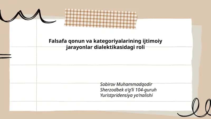 Falsafa qonun va kategoriyalarining ijtimoiy jarayonlar dialektikasidagi roli