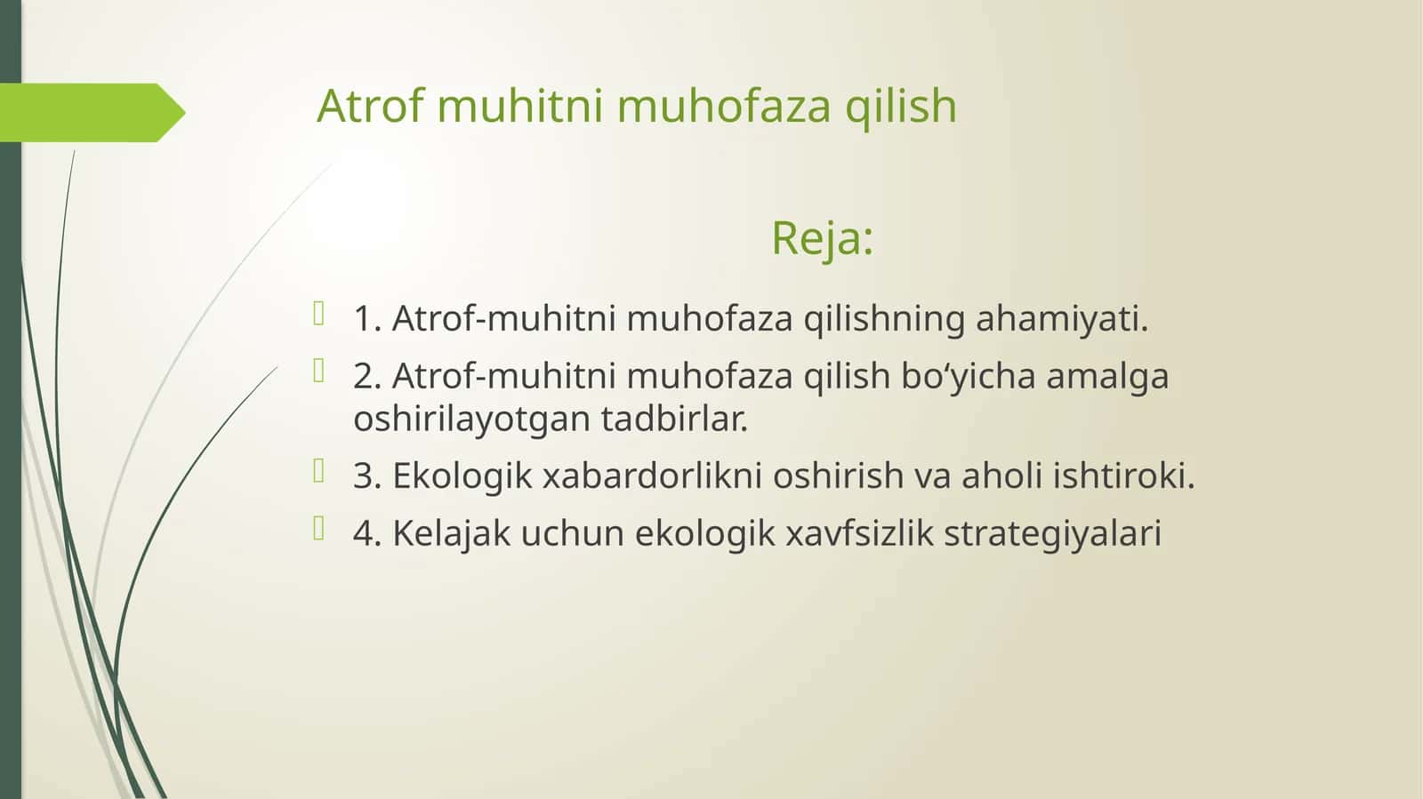Atrof-muhitnimuhofazaqilish Reja