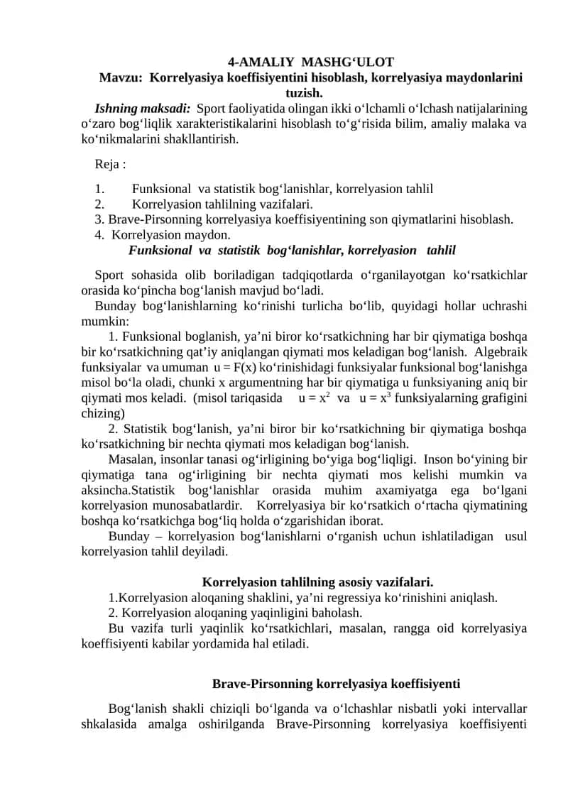 korrelyatsiya koeffitsiyentini hisoblash 1