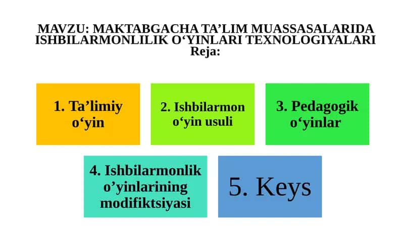 MAKTABGACHA TA’LIM MUASSASALARIDA ISHBILARMONLILIK O‘YINLARI TEXNOLOGIYALARI