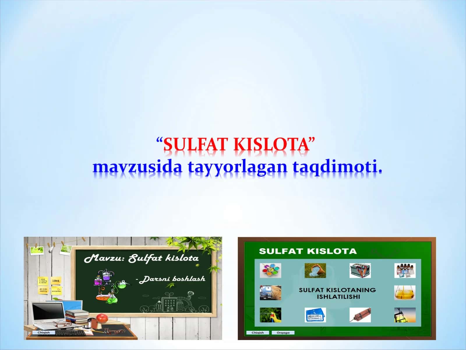 Sulfat kislota mavzusi bo'yicha dars taqdimoti