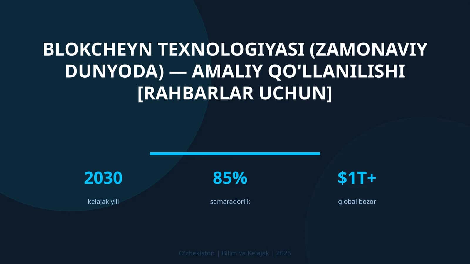 Blokcheyn texnologiyasi (zamonaviy dunyoda) — amaliy qo'llanilishi [rahbarlar uchun]