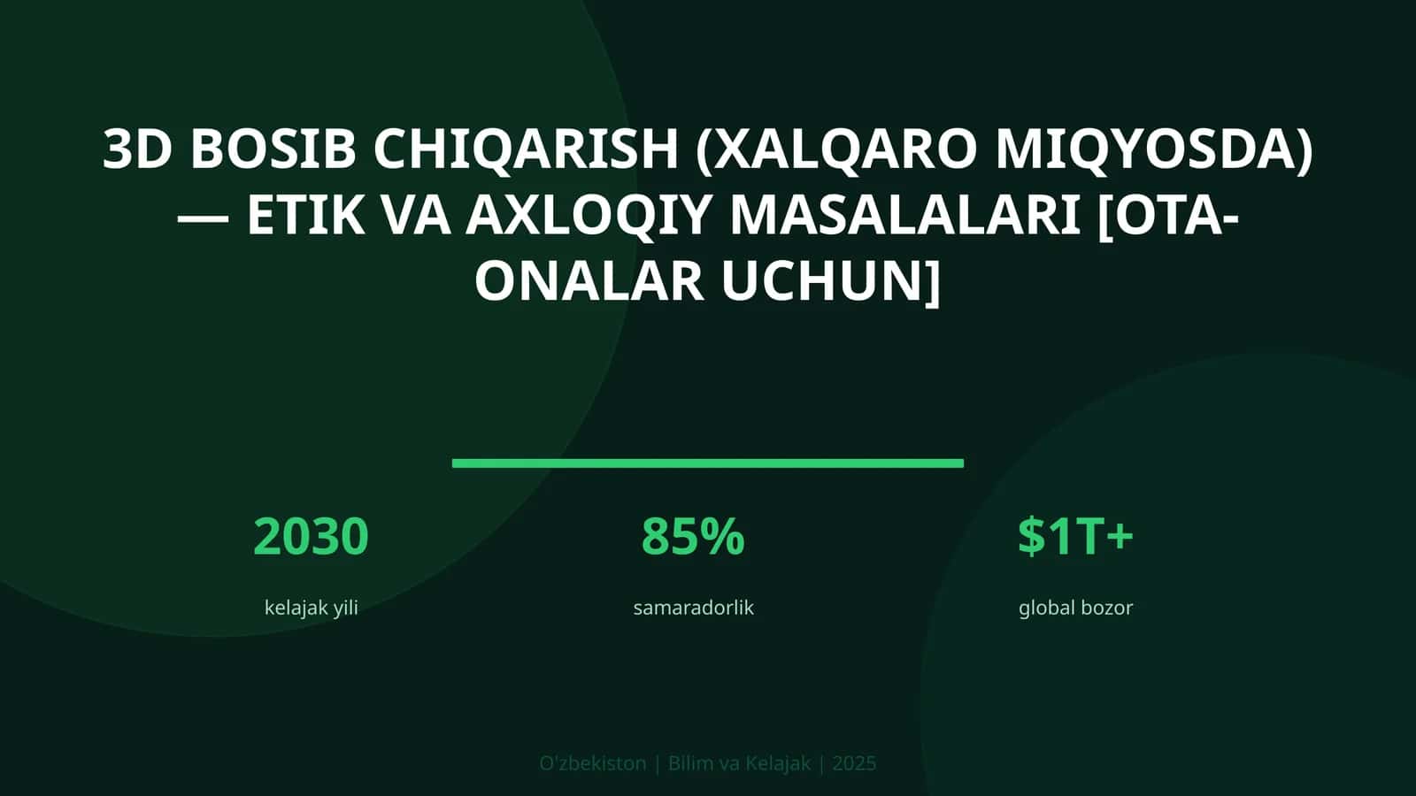 3D BOSIB CHIQARISH (XALQARO MIQYOSDA) — ETIK VA AXLOQIY MASALALARI [OTA-ONALAR UCHUN]
