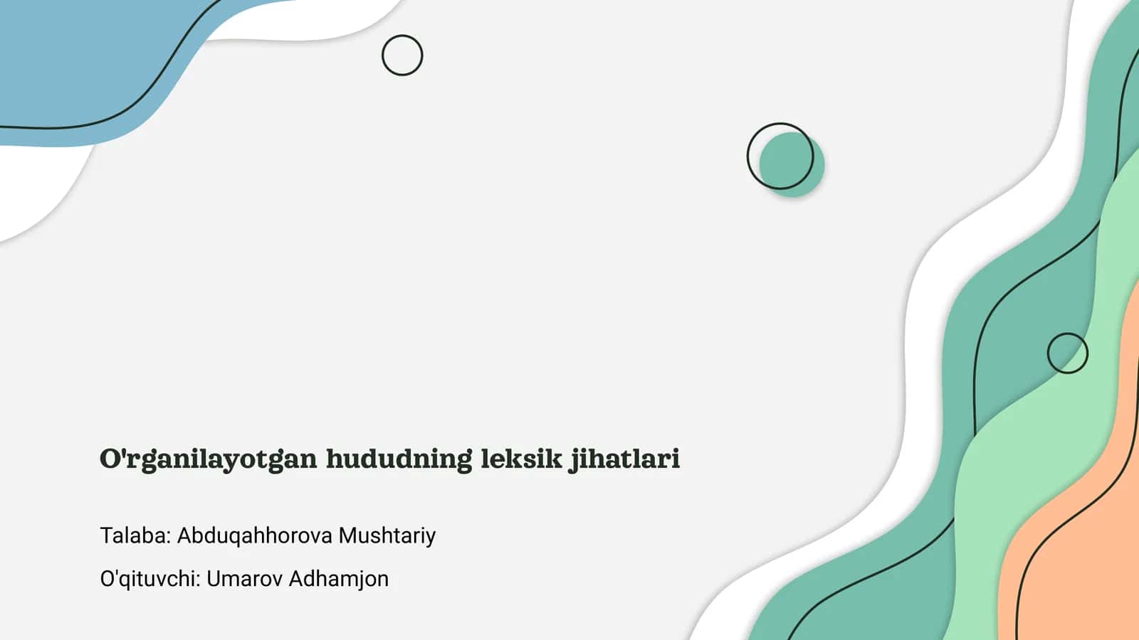O'rganilayotgan hududning leksik jihatlari
