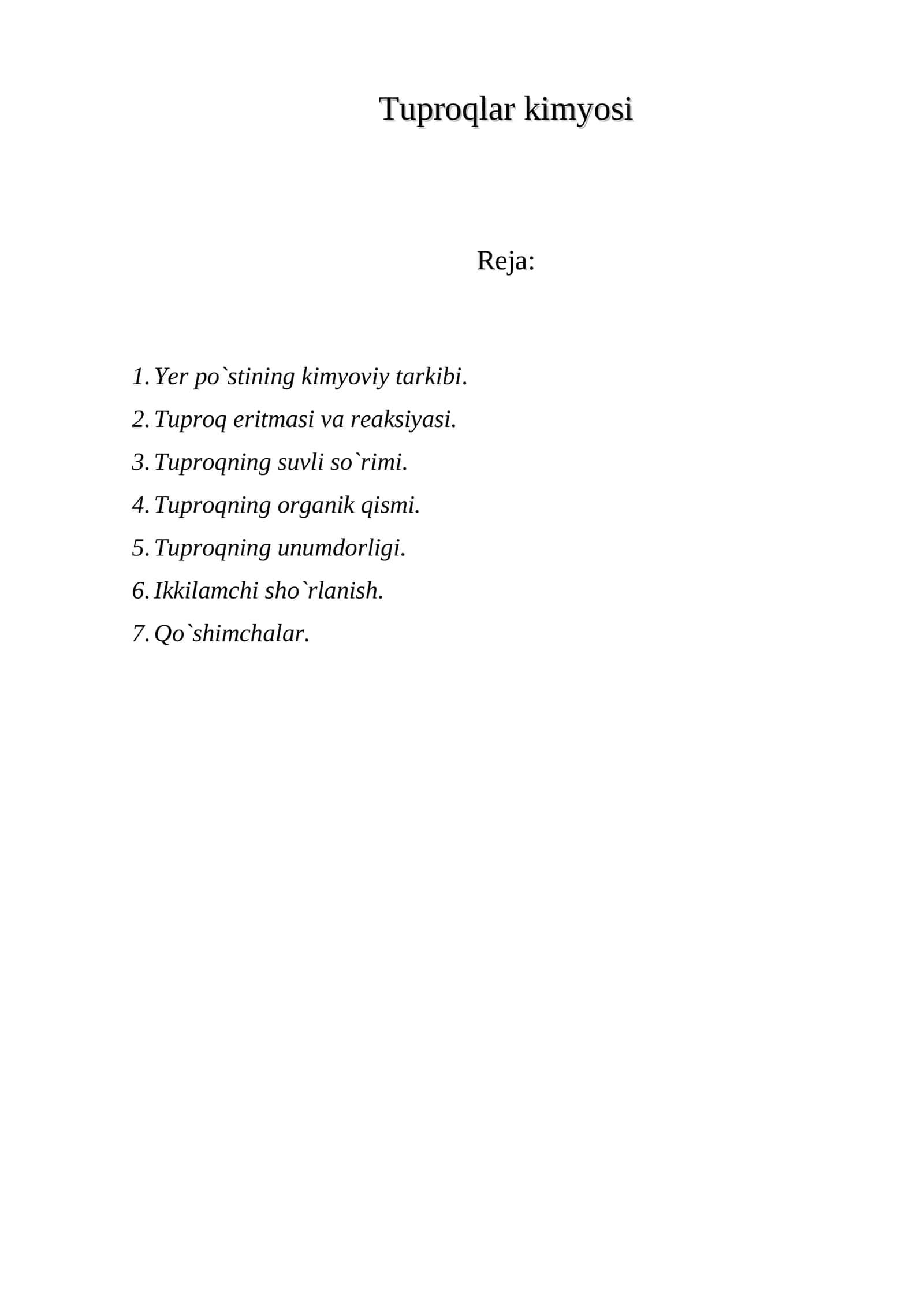 Tuproqlar kimyosi