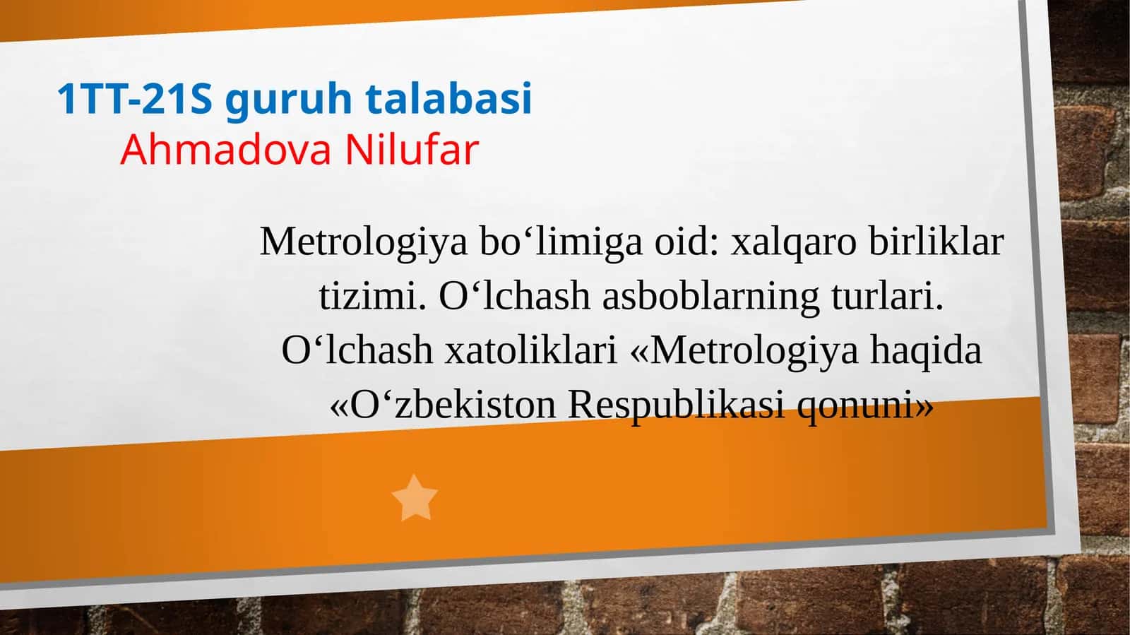 Metrologiya bo‘limiga oid: xalqarobirliklar tizimi