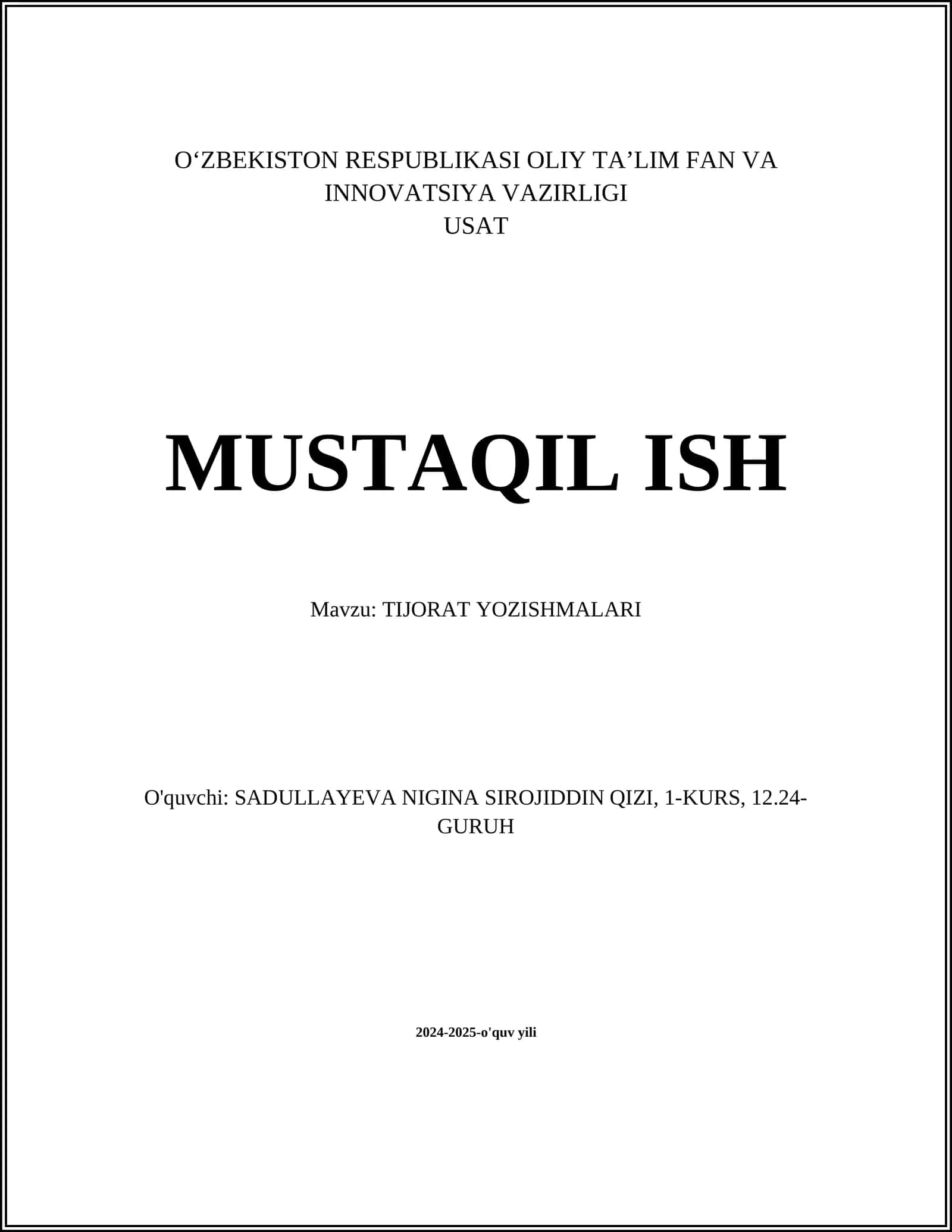 TIJORAT YOZISHMALARI