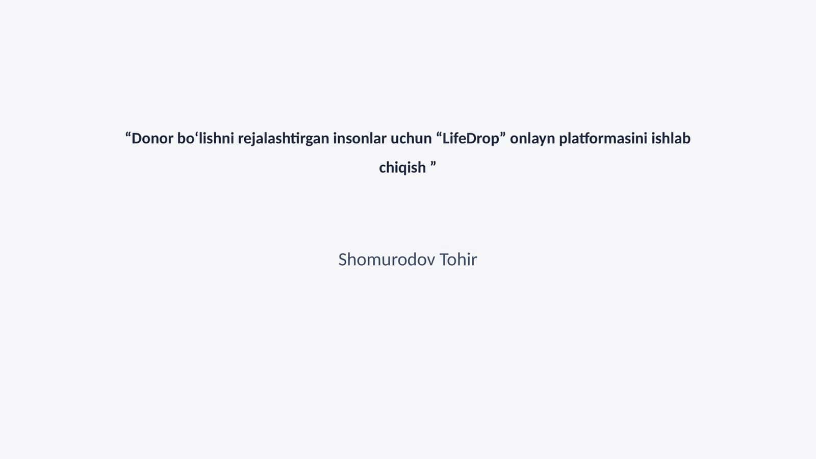 LifeDrop onlayn platformasi