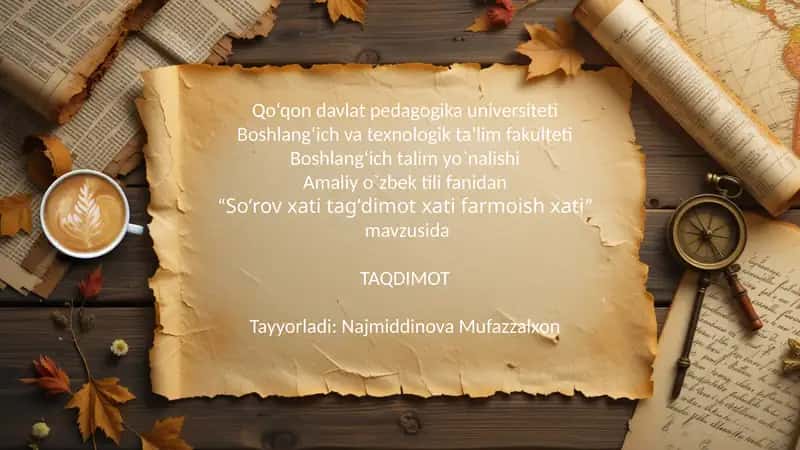 Soʻrov xati tagʻdimot xati farmoish xati