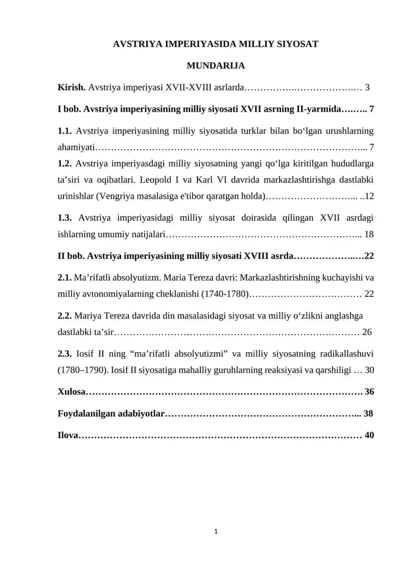 AVSTRIYA IMPERIYASIDA MILLIY SIYOSAT