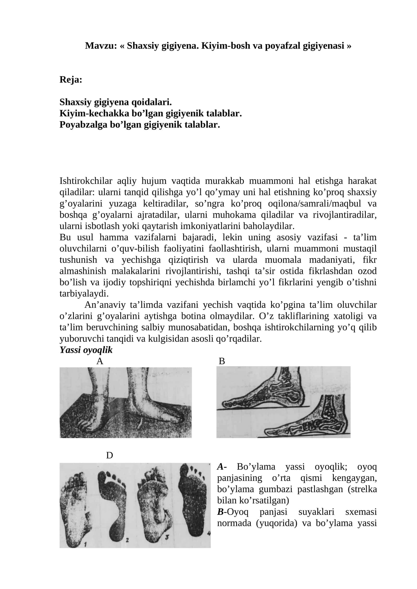 Shaxsiy gigiyena. Kiyim-bosh va poyafzal gigiyenasi